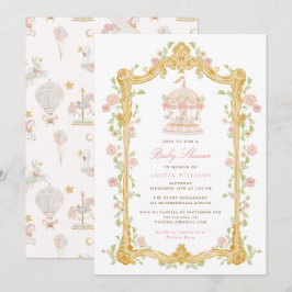 Whimsical Karusell Baby Shower Inbjudan