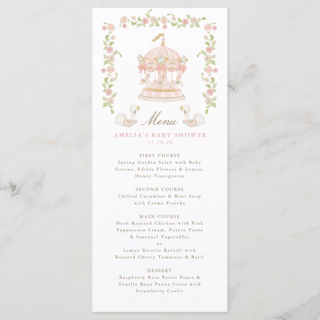 Whimsical Karusell Baby Shower Meny (Framsida)