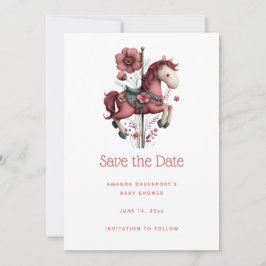 Whimsical Karusell Häst Bild Baby Shower Spara Datumet