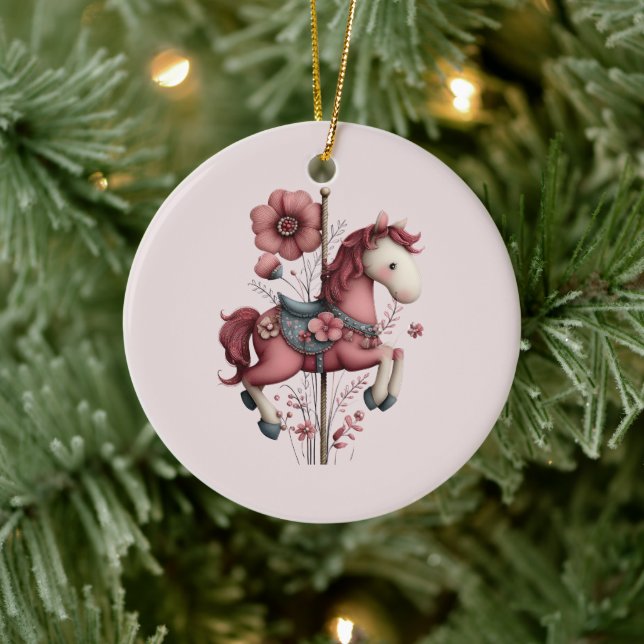Whimsical Karusellhäst Bild Julgransprydnad Keramik (Träd)