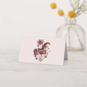 Whimsical Karusellhäst Bild Placeringskort