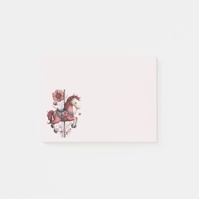Whimsical Karusellhäst Bild Post-it Block (Framsida)