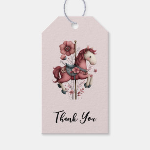 Whimsical Karusellhäst Bild Tack Presentetikett