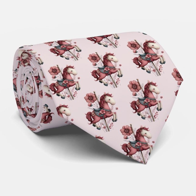Whimsical Karusellhäst Bildmönster Slips (Rullad)