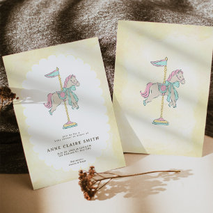 Whimsical Karusellhäst Cirkus Baby Shower Inbjudningar