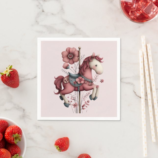 Whimsical karusellhästbild pappersservett (Insitu)