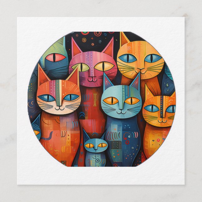 Whimsical Katt Inbjudningar (Framsida)
