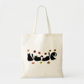 Whimsical Katt Linje Konst med Höstlöv Tygkasse