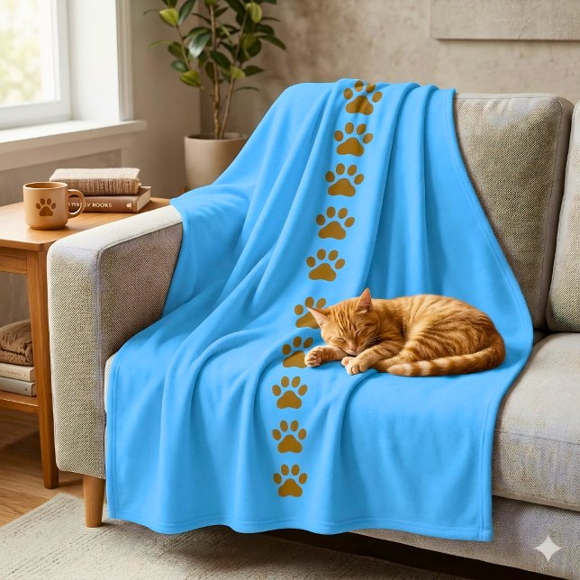 Whimsical Kattälskare Blå  Fleecefilt (Skapare uppladdad)