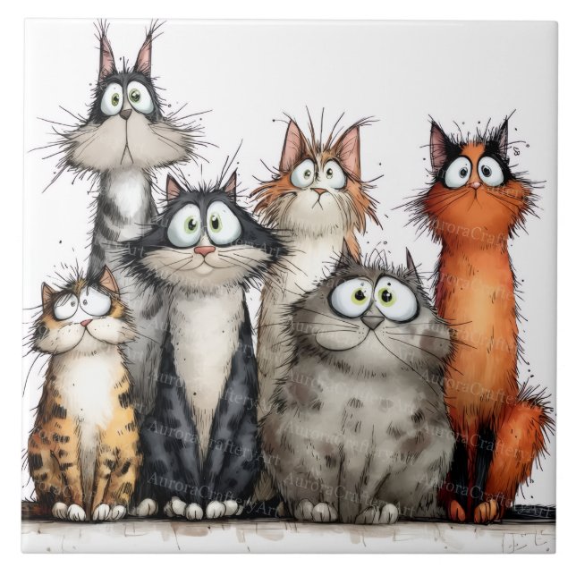 Whimsical katter kakelplatta (Framsidan)