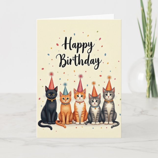 Whimsical Kattfestkort Kort (Framsida)