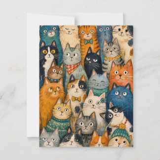 Whimsical kattkort för kattälskare anteckningskort