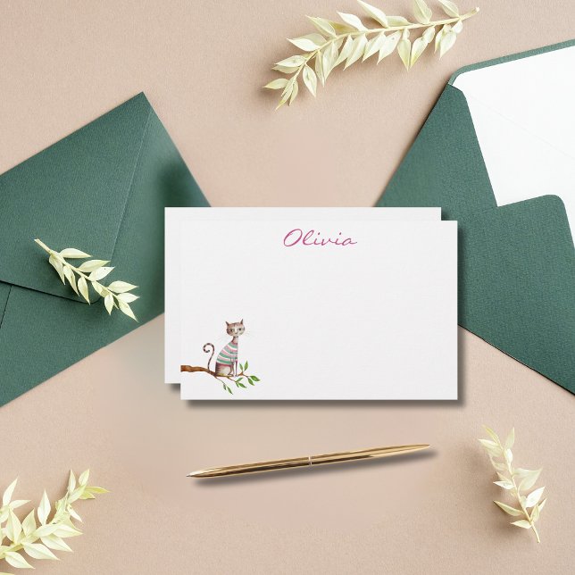Whimsical kattmamma kattälskare söt akvarell speci brevpapper (Skapare uppladdad)