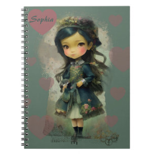 Whimsical Kawaii Fairy Tale Girl Anteckningsbok