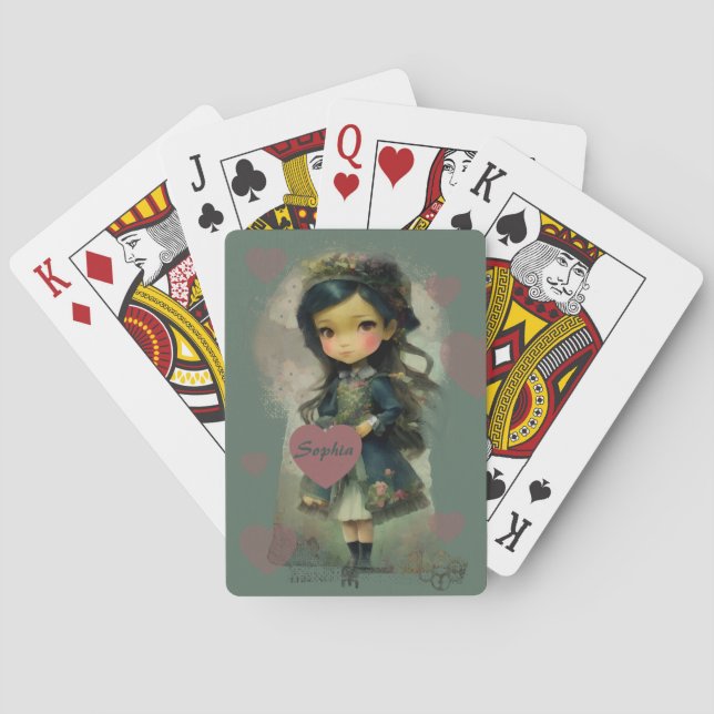 Whimsical Kawaii Fairy Tale Girl Casinokort (Baksidan)