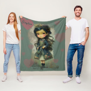 Whimsical Kawaii Fairy Tale Girl Fleecefilt