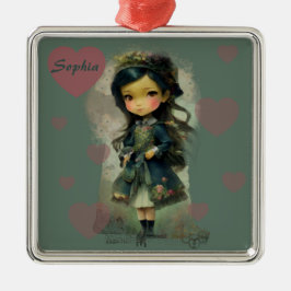 Whimsical Kawaii Fairy Tale Girl Julgransprydnad Metall