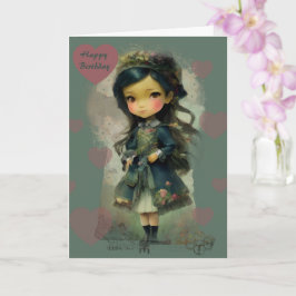 Whimsical Kawaii Fairy Tale Girl Kort