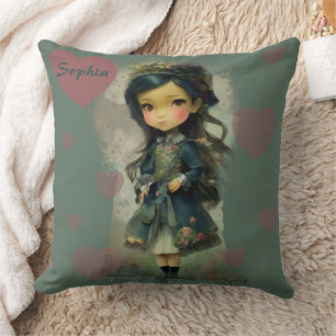 Whimsical Kawaii Fairy Tale Girl Kudde