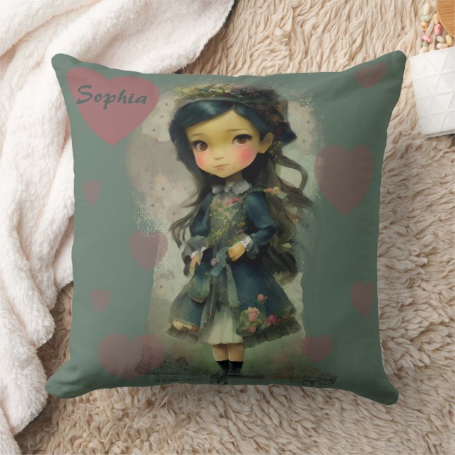 Whimsical Kawaii Fairy Tale Girl Kudde (Filt)