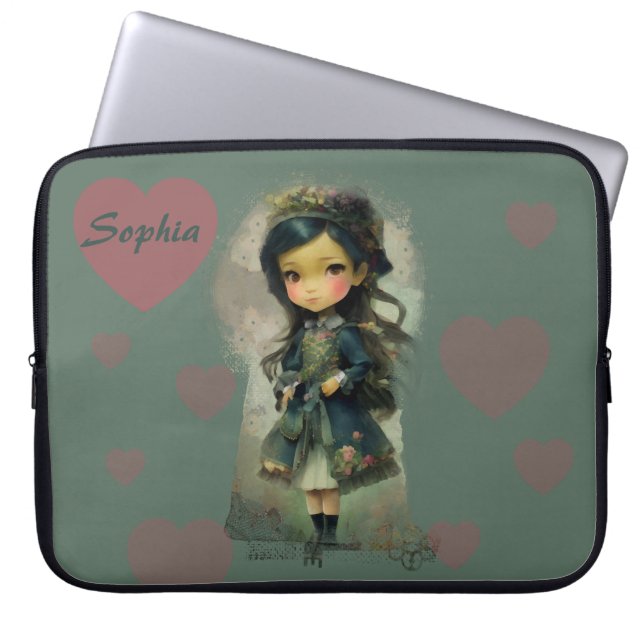 Whimsical Kawaii Fairy Tale Girl Laptop Fodral (Framsidan)