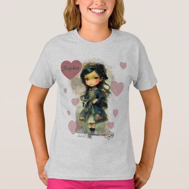 Whimsical Kawaii Fairy Tale Girl T Shirt (Framsida)