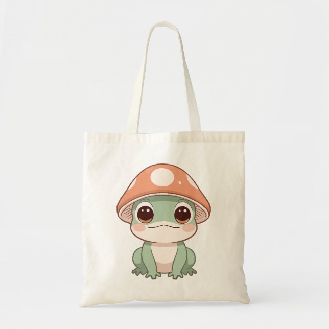 Whimsical Kawaii Frog i Mushroom Hat Tygkasse (Framsidan)