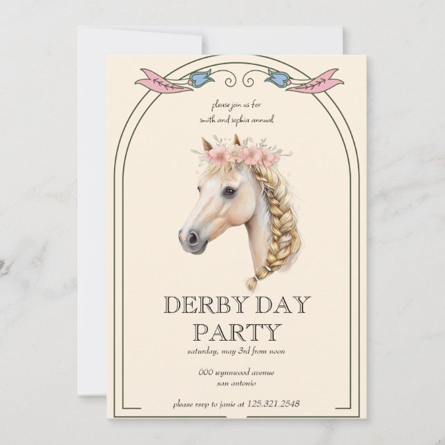 Whimsical Kentucky Derby-fest Invitation | Häst  Inbjudningar (Framsida)