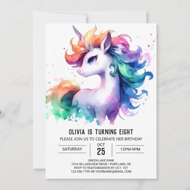 Whimsical Kids Horse Birthday Inbjudningar (Framsida)