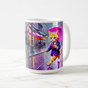 Whimsical Kitten Rain Springa Classic Mugg