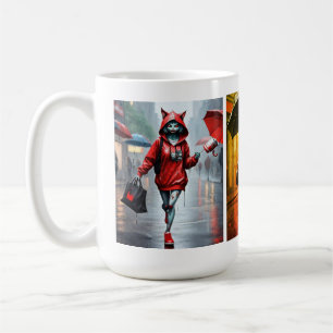 Whimsical Kitten Rain Springa Classic Mugg