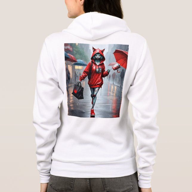 Whimsical Kitten Rain Springa Kvinnors Bella+Canva T Shirt (Baksida)