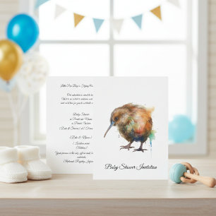 Whimsical Kiwi Fågel Baby Shower Söt Pipi Inbjudningar