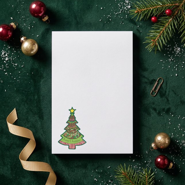 Whimsical Klippbok Julgran Holiday Lärare Post-it Block (Skapare uppladdad)
