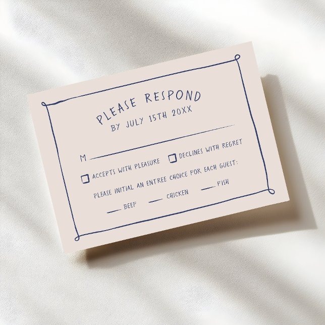 Whimsical Klotter Doodle Handritad Bröllop OSA Kort (quirky hand-drawn wedding RSVP card)