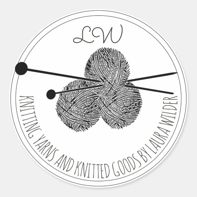 Whimsical Knitting Knitter Runt Klistermärke (Framsida)