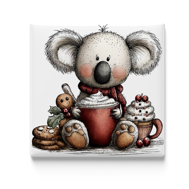 Whimsical Koala Varm Choklad Jul Magnet (Whimsical Koala Hot Chocolate Christmas Magnet by PiggyPrint Sticker. by PiggyPrint Sticker. )