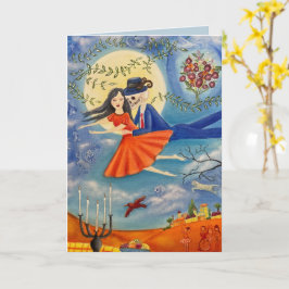 Whimsical konst skelett och kvinna Evig kärlekskor Kort
