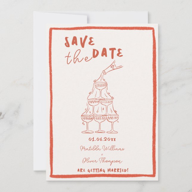 Whimsical Koppar Save The Date Inbjudan (Framsida)