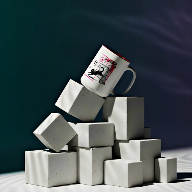 Whimsical körsbärsblommande katt – perfekt för spo Två-Tonad mugg (Skapare uppladdad)