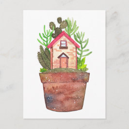 Whimsical Krukväxt Terrarium Postkort Vykort