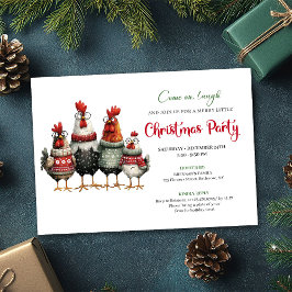 Whimsical Kycklingar Festiv Cartoon Julfest Inbjud Inbjudningar
