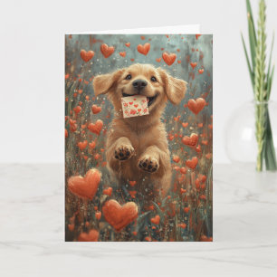 Whimsical Labrador Retriever i hjärta blomma Kort