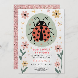 Whimsical Ladybug Birthday Inbjudningar