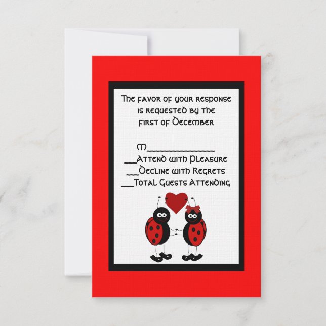 Whimsical Ladybug Bröllop OSA Card Kort (Framsida)