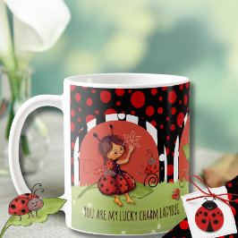 Whimsical Ladybug Garden "Lucky Charm" Wrap-Around Kaffemugg