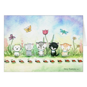 Whimsical Ladybug Kitty Katt Valp Kort