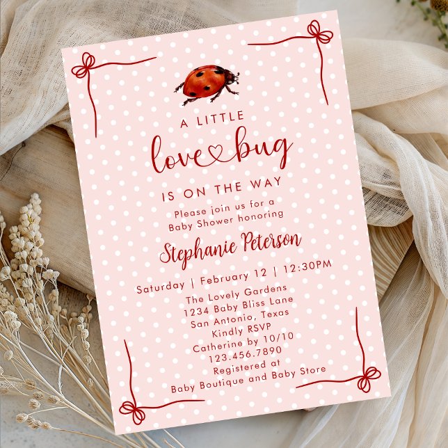 Whimsical Ladybug Little Love Bug Girl Baby Shower Inbjudningar (Skapare uppladdad)