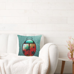 Whimsical Ladybug med Stars Kudde