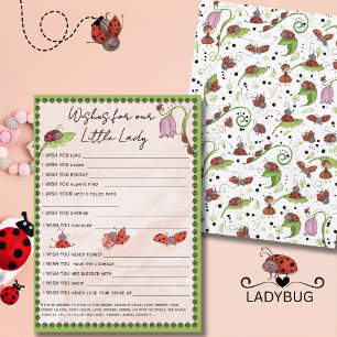 Whimsical Ladybug Önskar för Vår Lilla Dam Spel Inbjudningar